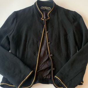 Vintage 80s Black Gold Trim Military Band Jacket Blazer 6 Lester Hayatt